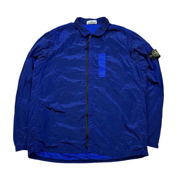 Stone Island 2017 Blue Nylon Metal Shimmer Overshirt - XXL