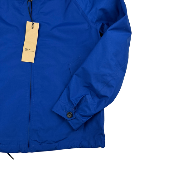 Ten C Lightweight Blue Buttoned Neck Anorak Jacket - Large