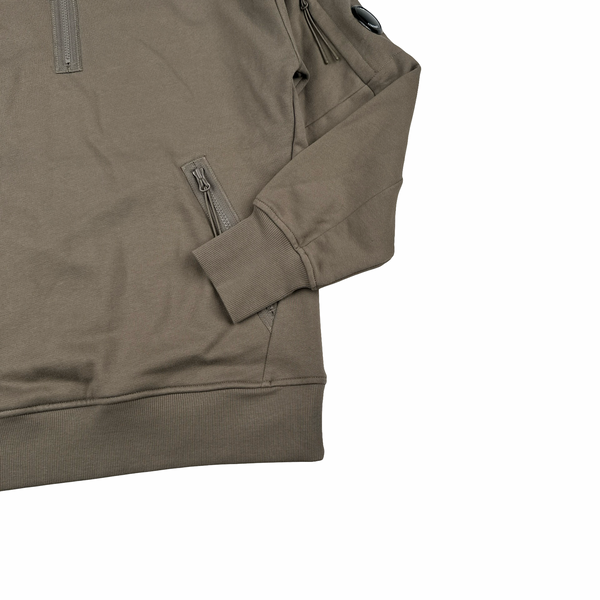 CP Company Cotton Half Zip Brown Lens View Jumper - Medium