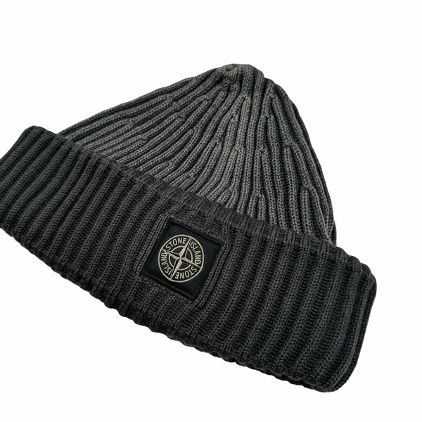 Stone Island 2014 Grey Two Tone Ribbed Wool Beanie