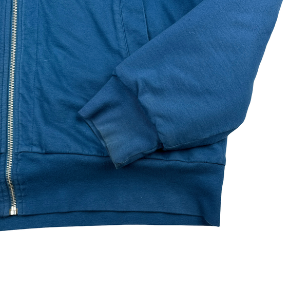 CP Company Blue Down Lined Zipped Cotton Lens View Hoodie - XXL
