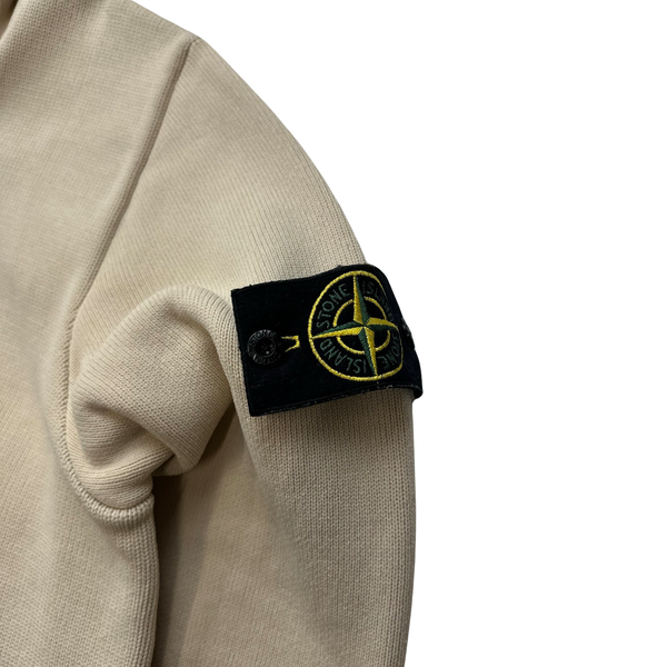 Stone Island Cream 2021 Ribbed Knitted Zipped Hoodie - XL