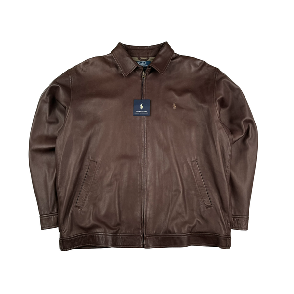 Ralph Lauren Brown Collar Leather Jacket - XL