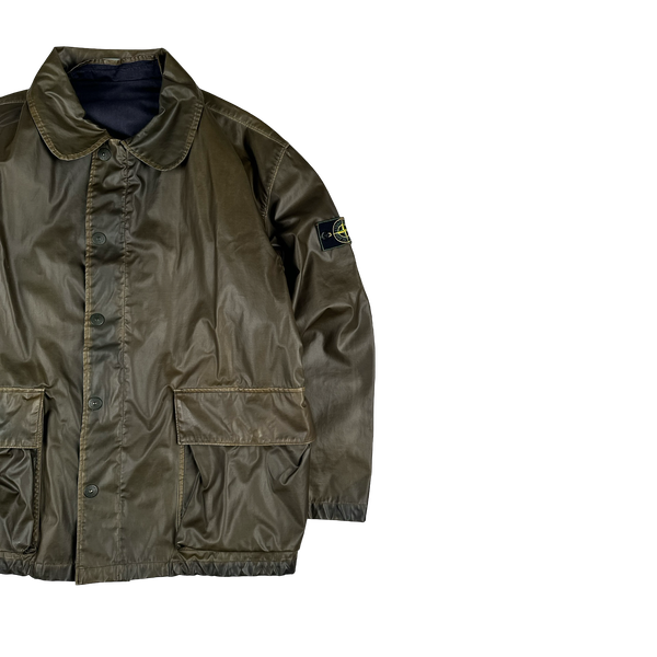 Stone Island 1990s Vintage Khaki Raso Gommato Jacket - XL