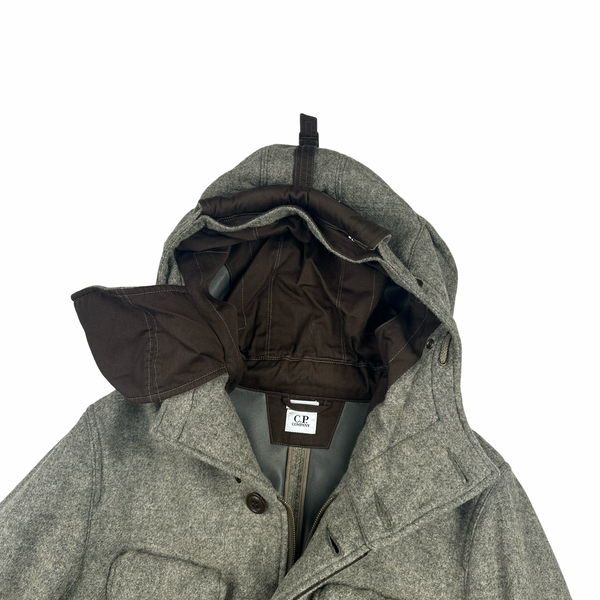 CP Company Grey MTP Liner Tweed Goggle Face Mask Field Jacket - Large