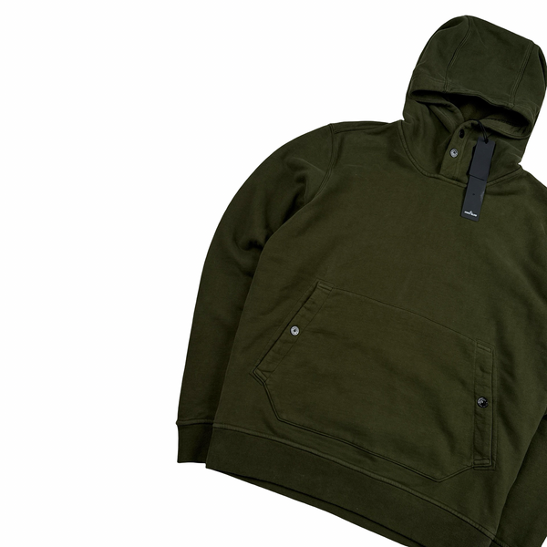 Stone Island 2023 Green Cotton Fleece Hoodie Jumper - Small