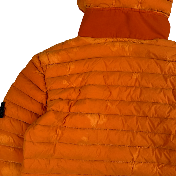 Stone Island 2019 Orange Loom Woven Down Puffer Jacket - Large
