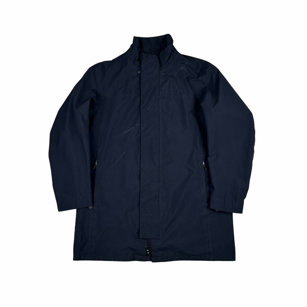 Prada Navy Nylon Red Tab Goretex Shell Long Jacket - XL