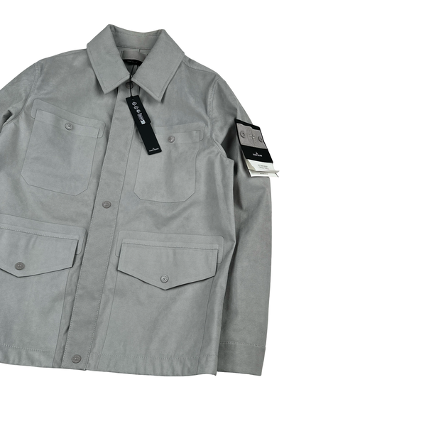 Stone Island 2025 Grey Alcantara Suede Ghost Piece Overshirt Jacket - Medium