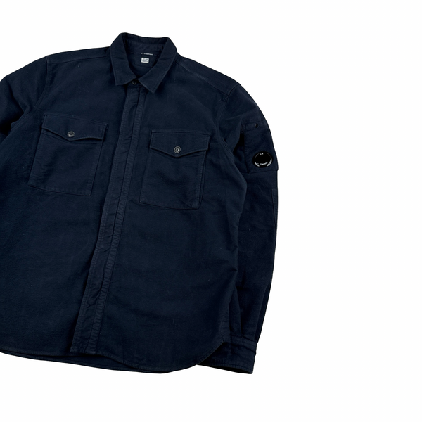 CP Company Mole Skin Cotton Navy Multi Pocket Zipped Overshirt - XL