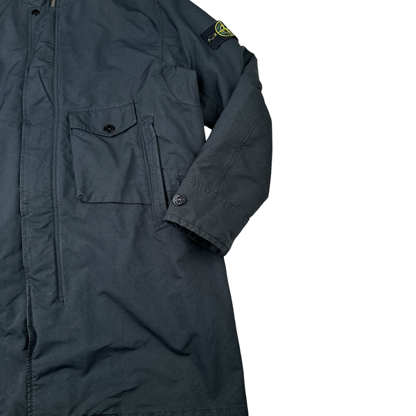 Stone Island 2021 Grey Garment Dyed David TC Long Blanket Lined Parka Jacket - Large