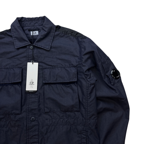 CP Company 50 Fili Tr-P Navy Buttoned Kan D Panel Coach Jacket - Small