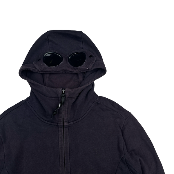 CP Company Navy Goggle Cotton Zip Up Hoodie - Large
