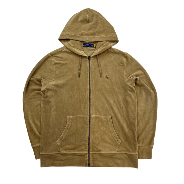 Womens Ralph Lauren Beige Corduroy Zipped Hoodie Tracksuit Set - Medium