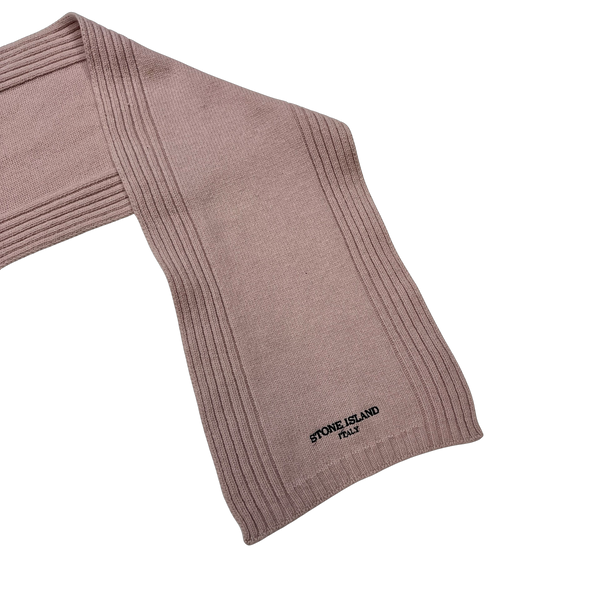 Stone Island Ribbed Cotton Pink Spellout Scarf