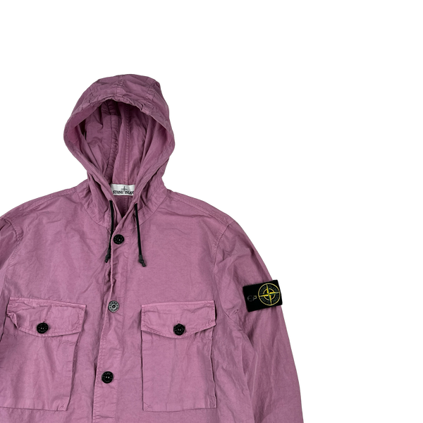 Stone Island 2020 Pink Cotton Hooded Overshirt - Medium