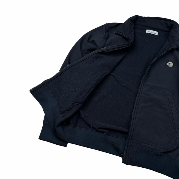 Stone Island 2014 Navy Soft Shell Compass Patch Zipped Bomber Jacket - XXL