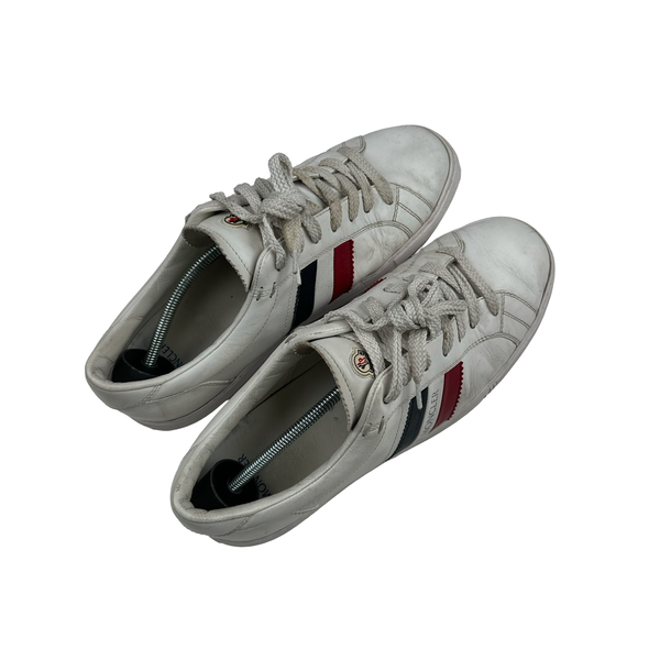 Moncler Striped Leather Low Top Sneaker Trainers - UK 9