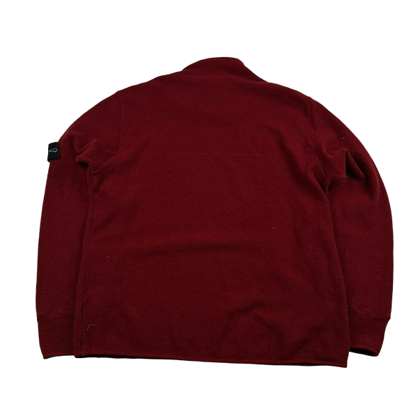 Stone Island 2002 Vintage Dark Red Ribbed Wool Pullover - XL