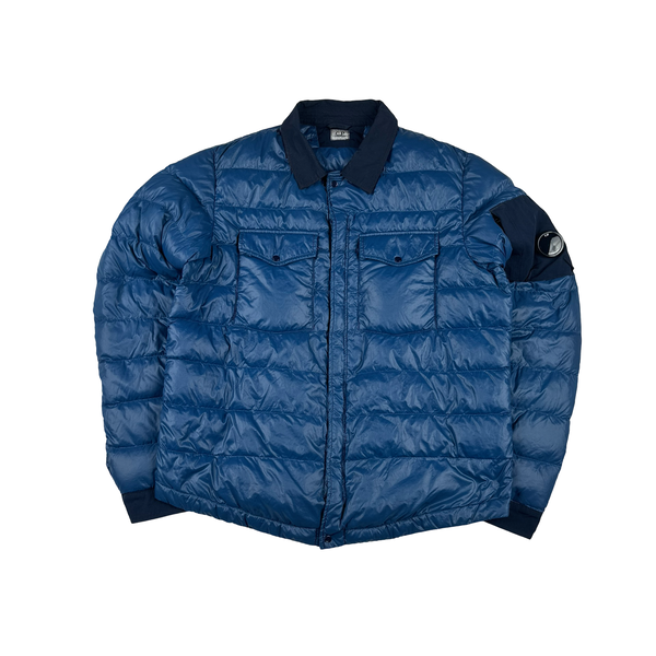 CP Company Blue DD Shell Collar Puffer Jacket - XXL