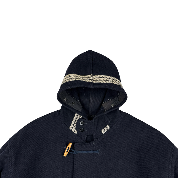 Stone Island 1988 Spellout Black Montgomery Duffle Coat - Large