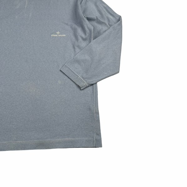 Stone Island 90s Light Blue Spellout Vintage Crewneck Pullover - Large