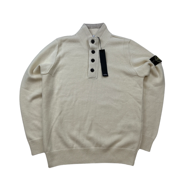 Stone Island 2023 Cream Pullover Buttoned Knit - Large