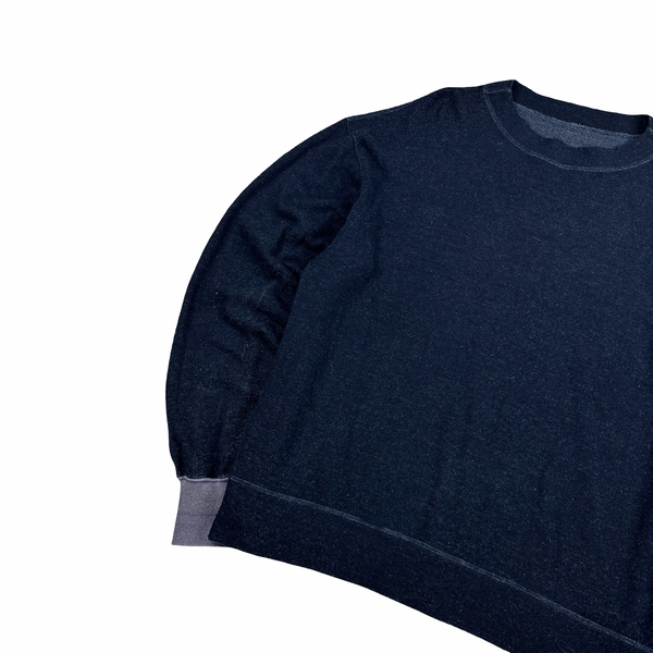 Stone Island 1988 Navy Knitted Cotton Spellout Vintage Pullover - XL