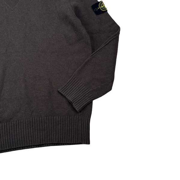 Stone Island 2010 Brown Wool Blend Knit Crewneck Jumper - XXL