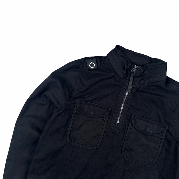 Ma Strum Black Quarter Zip Pullover Smock Overshirt - Small