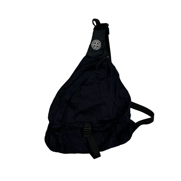 Stone Island 1999 Navy Raso Gommato Embroidered Patch Sling Bag