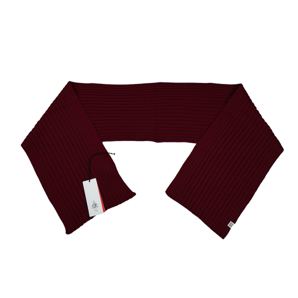 CP Company Burgundy Ribbed Wool Knit Scarf