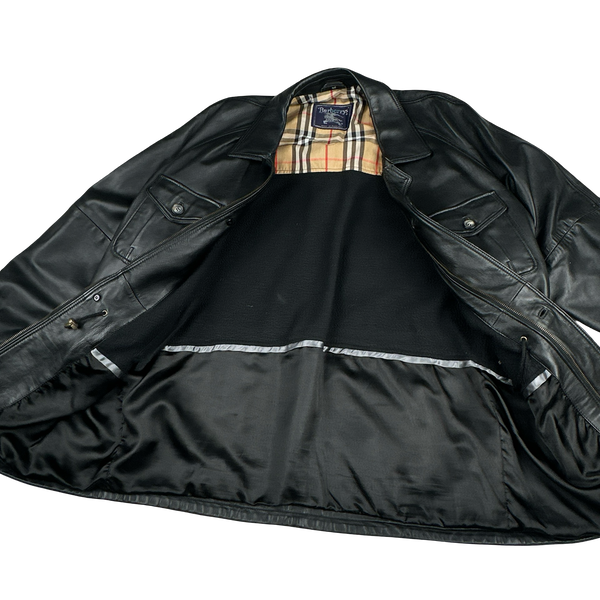 Burberry Leather Nova Check Lined Heavyweight Jacket - XL