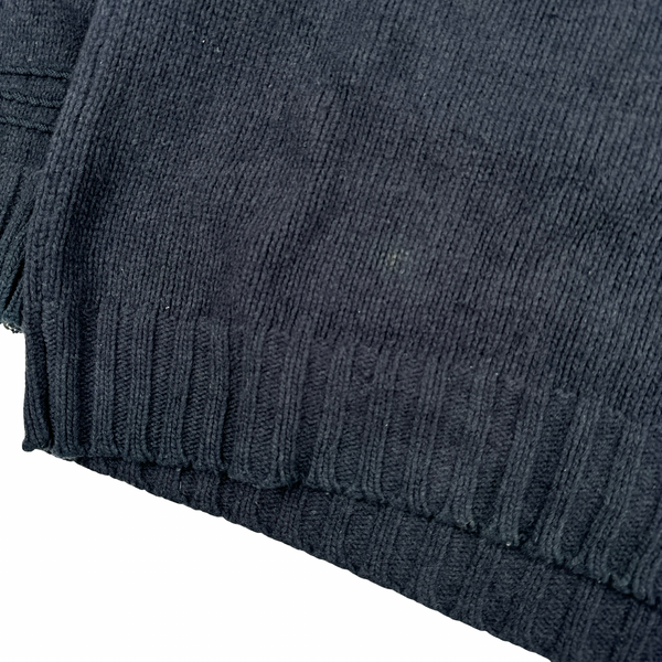 Stone Island 1998 Grey Vintage Cotton Chenille Knit Collared Jumper - XL