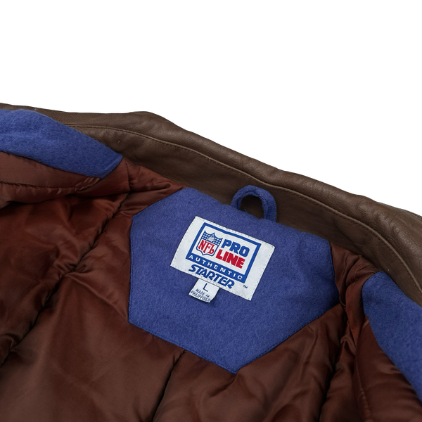 NFL Giants Leather Sleeve Varsity Bomber Jacket - Large