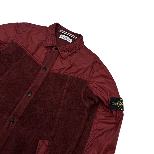 Stone Island Wine Red Thick Cotton Fleece Overshirt Large Mat s Island
