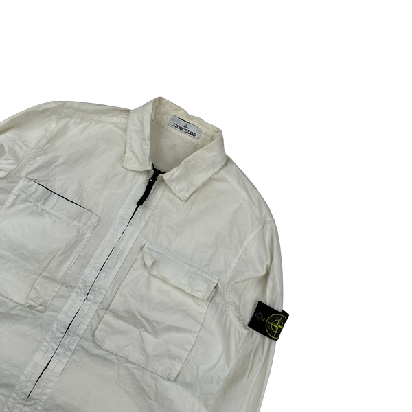 Stone Island 2018 White Cotton Zipped Overshirt - Large