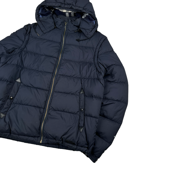 Burberry Navy Nova Check Lined Hooded Jacket - Medium