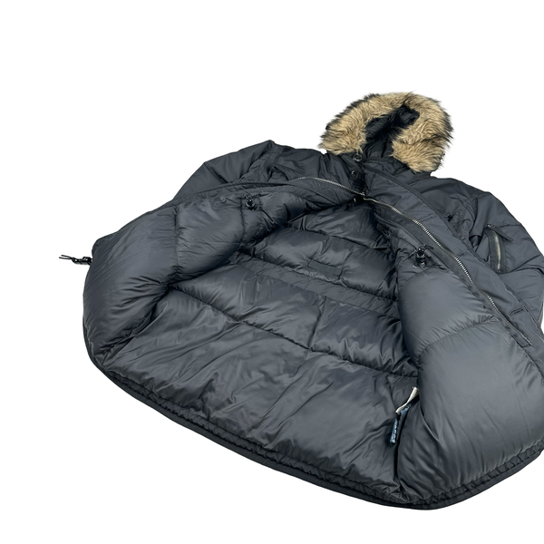 Ralph Lauren Black Down Filled Fur Hood Trim Puffer Jacket - Large
