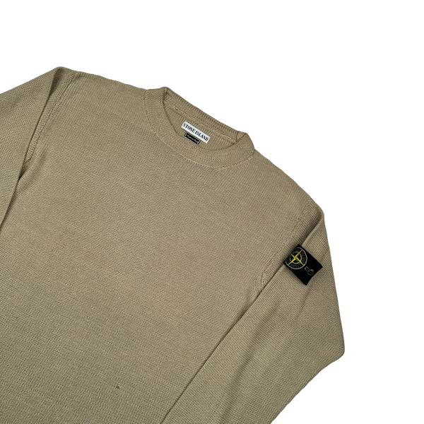 Stone Island 2001 Vintage Oatmeal Cotton Knit Pullover Jumper - Medium