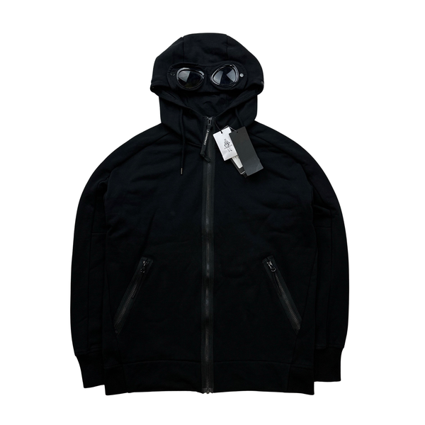 CP Company Black Zipped Goggle Thumb Hole Hoodie Jumper - Small - Large