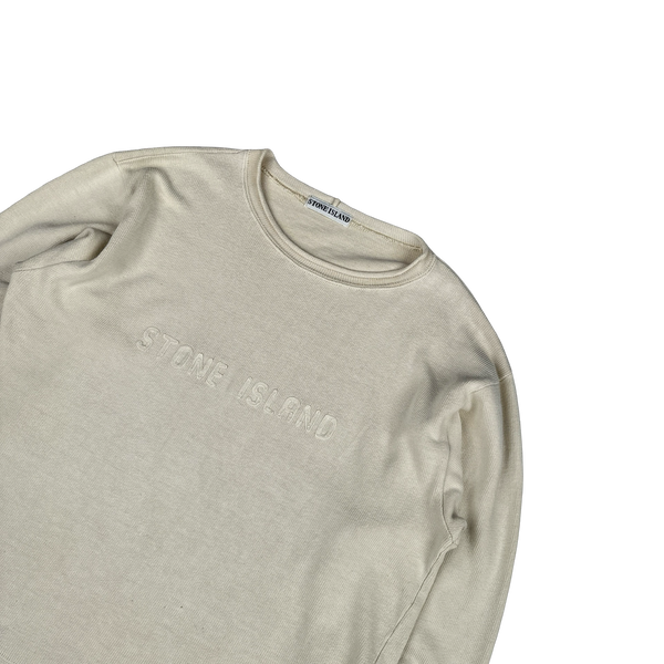 Stone Island 1990s Vintage Cream Spellout Pullover - Medium