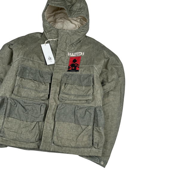 CP Company Melange Light Waxed Cotton Seed 3 Multi Pocket Jacket - XS