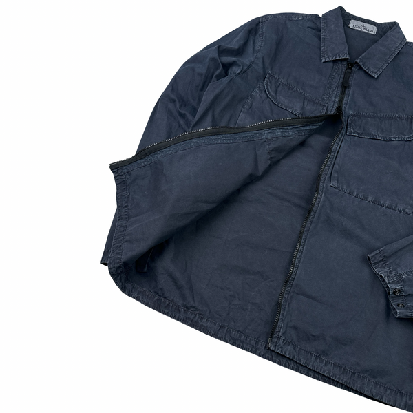 Stone Island 2022 Navy Cotton Zipped Overshirt - Large