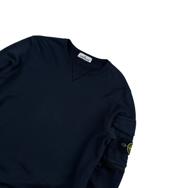 Stone Island 2022 Navy Cargo Pocket Crewneck Sweatshirt - Medium
