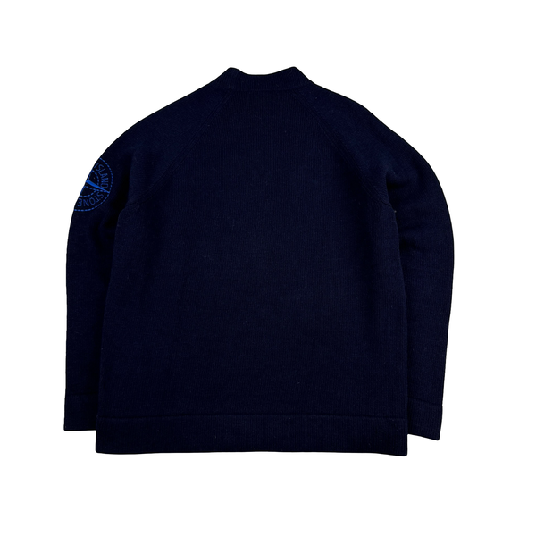 Stone Island 2019 Navy Wool Embroidered Arm Compass Crewneck Knit - XL