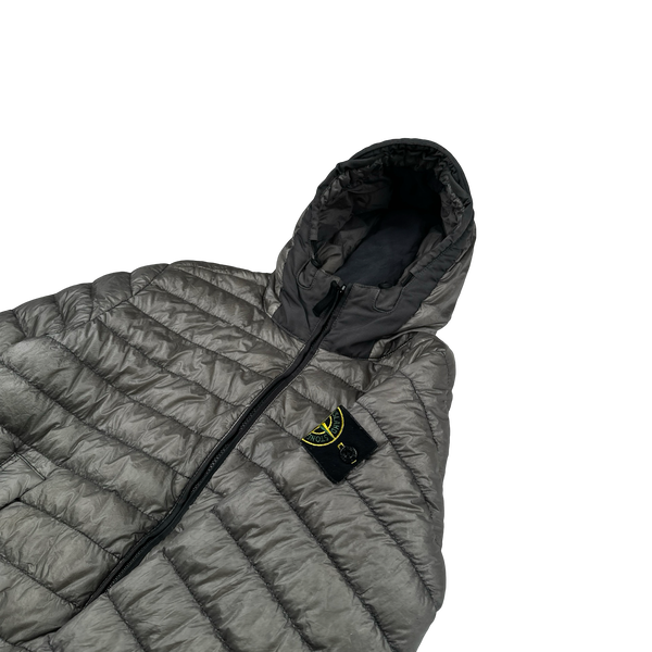 Stone Island 2015 Grey Garment Dyed Hooded Puffer Jacket - Medium