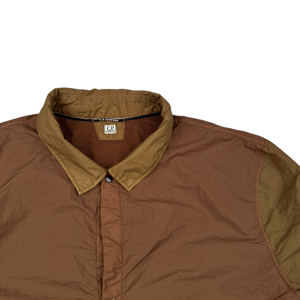 CP Company Brown Colour Block Taylon P Nylon Overshirt - XL