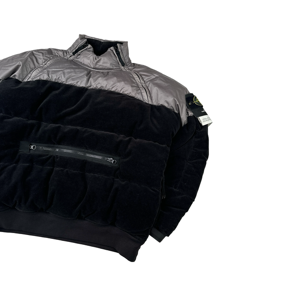 Stone Island 2018 Grey Cotton Velvet Down TC Reverse Lamy Flock Puffer - Large