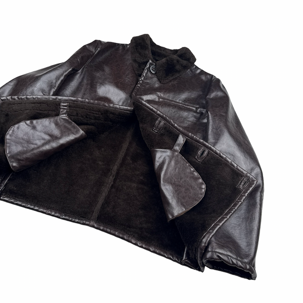 Armani Jeans 2000's Zip Up Faux Leather Lined Jacket - XL